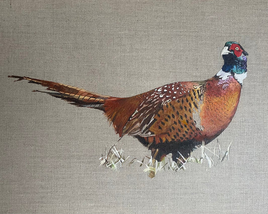 Pheasant Oil Painting on Linen Canvas Print