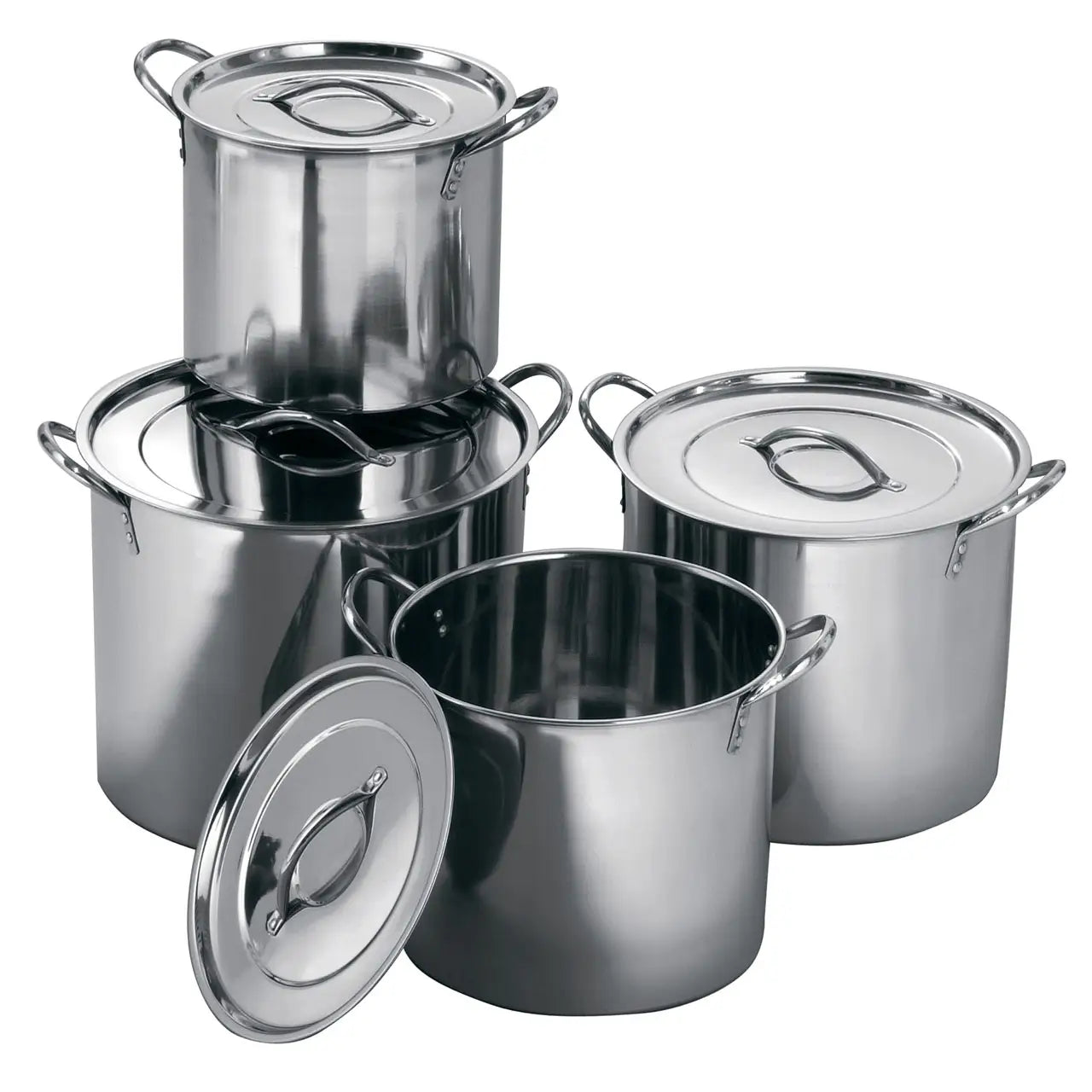 Set of 4 Stainless Steel Stock Pots