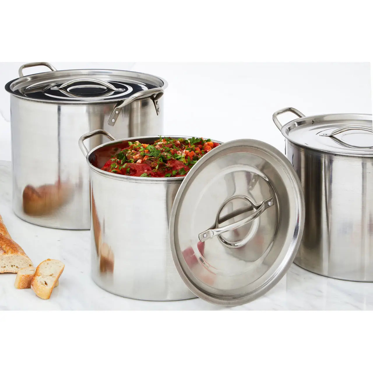 Set of 4 Stainless Steel Stock Pots